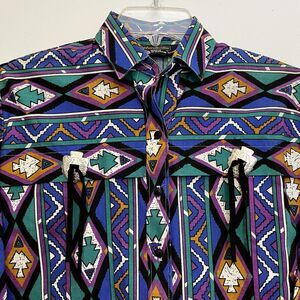 Vtg Panhandle Arrowhead Shirt‎ S Womens Aztec Southwestern Cowgirl Rodeo